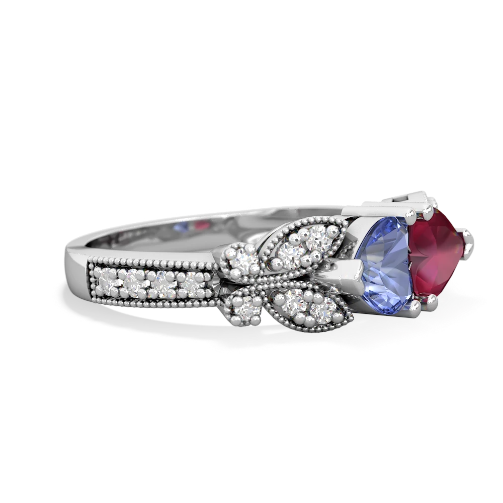 Tanzanite Diamond Butterflies 14K White Gold ring R5601