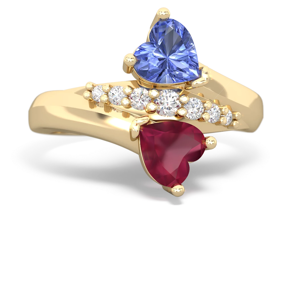 Tanzanite Heart To Heart 14K Yellow Gold ring R2064