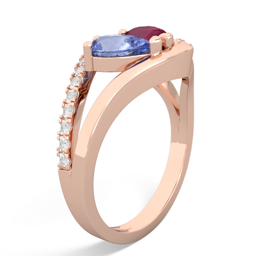 Tanzanite Nestled Heart Keepsake 14K Rose Gold ring R5650