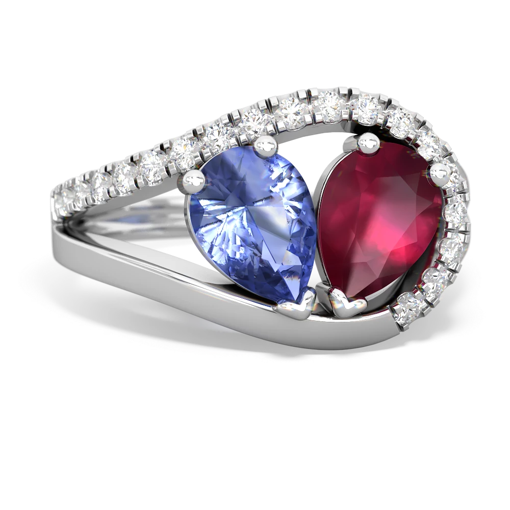 Tanzanite Nestled Heart Keepsake 14K White Gold ring R5650