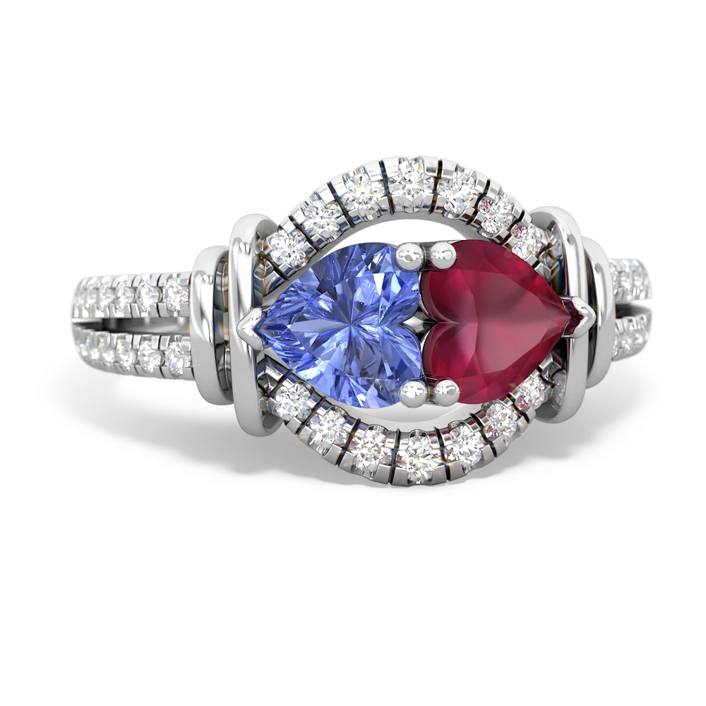 Tanzanite Art-Deco Keepsake 14K White Gold ring R5630