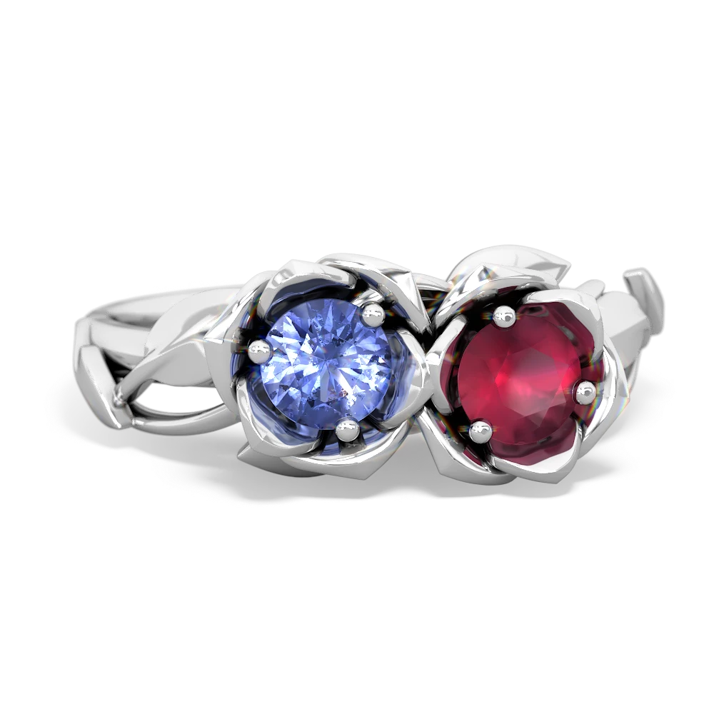 Tanzanite Rose Garden 14K White Gold ring R5510