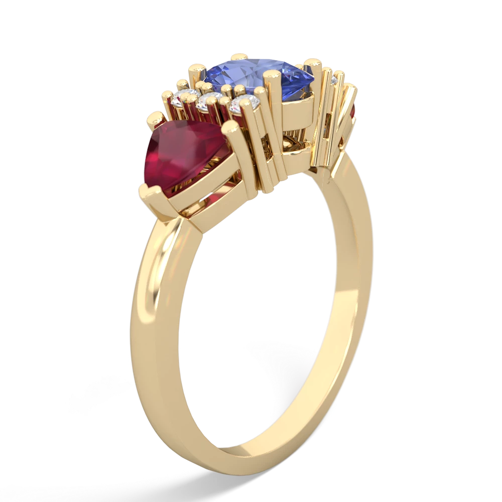 Tanzanite Antique Style Three Stone 14K Yellow Gold ring R2186