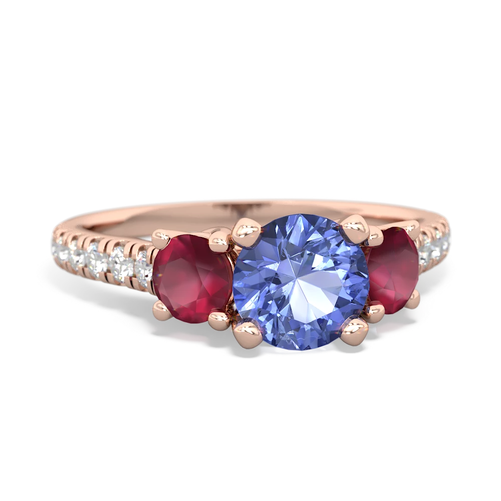 Tanzanite Pave Trellis 14K Rose Gold ring R5500