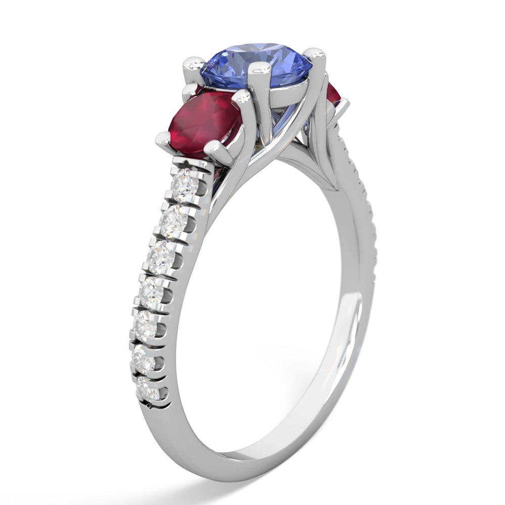 Tanzanite Pave Trellis 14K White Gold ring R5500