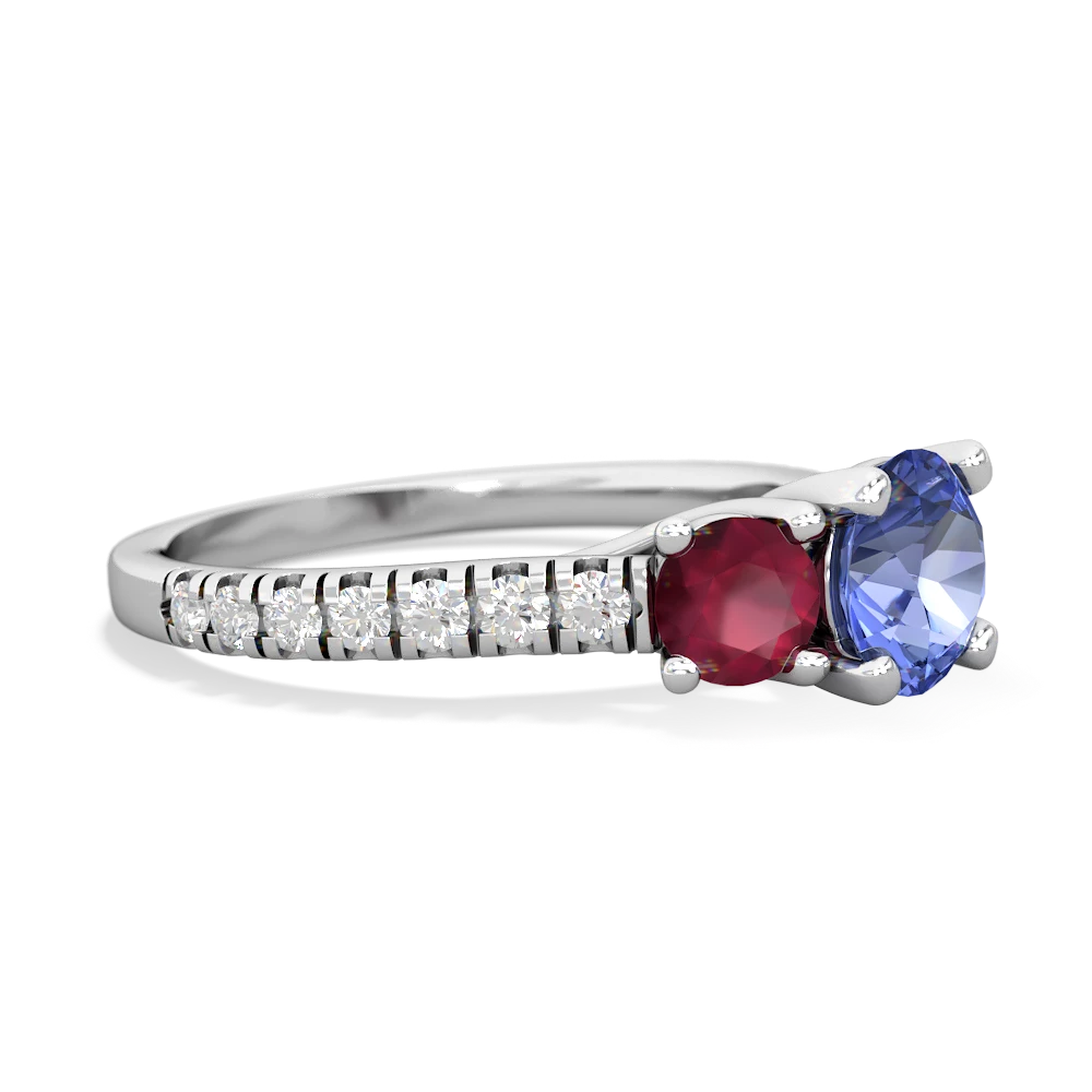 Tanzanite Pave Trellis 14K White Gold ring R5500