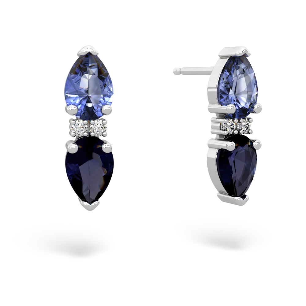 Tanzanite Bowtie Drop 14K White Gold earrings E0865