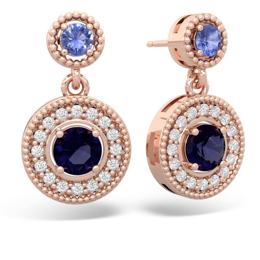 Tanzanite Halo Dangle 14K Rose Gold earrings E5319