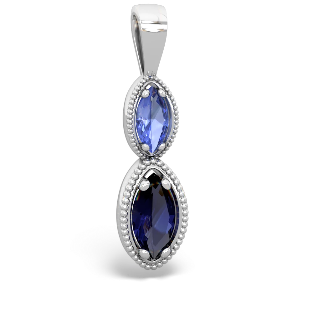 Tanzanite Antique-Style Halo 14K White Gold pendant P5700