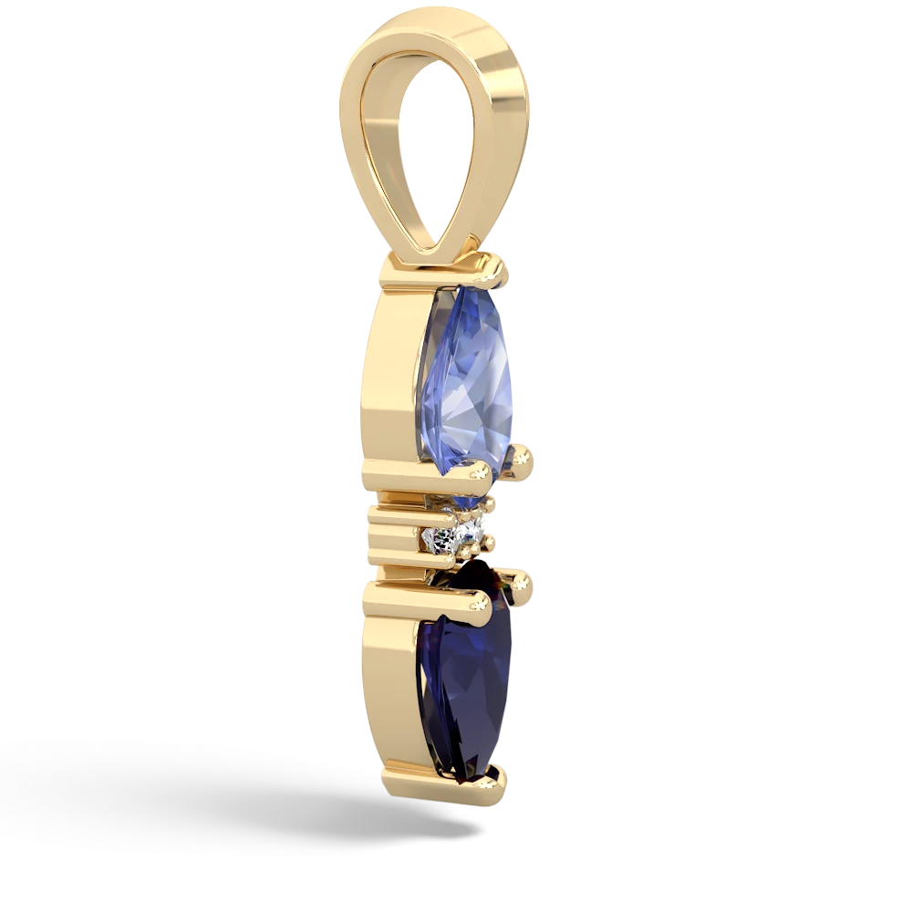 Tanzanite Bowtie Drop 14K Yellow Gold pendant P0865