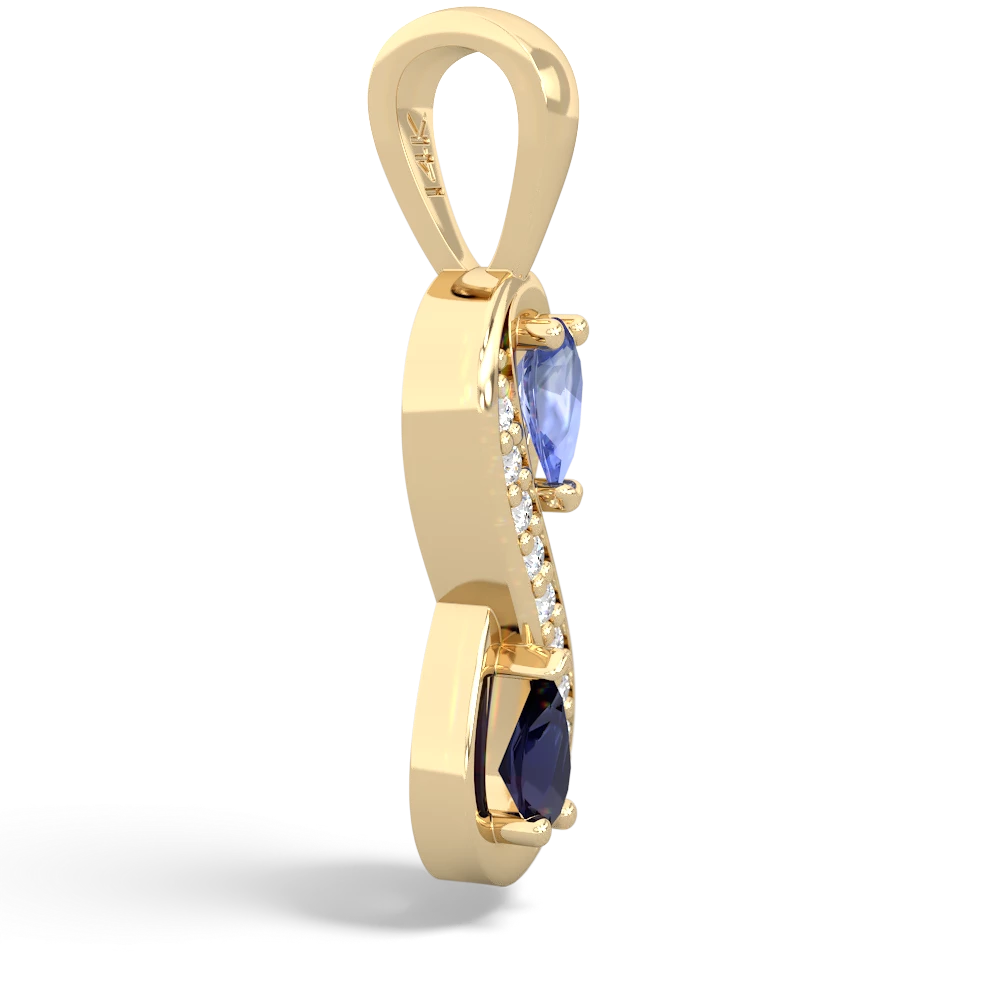 Tanzanite Diamond Infinity 14K Yellow Gold pendant P5390