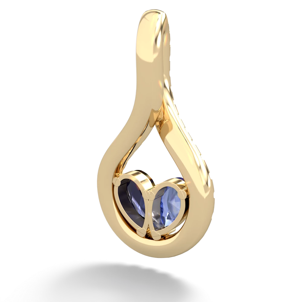 Tanzanite Pave Twist 'One Heart' 14K Yellow Gold pendant P5360