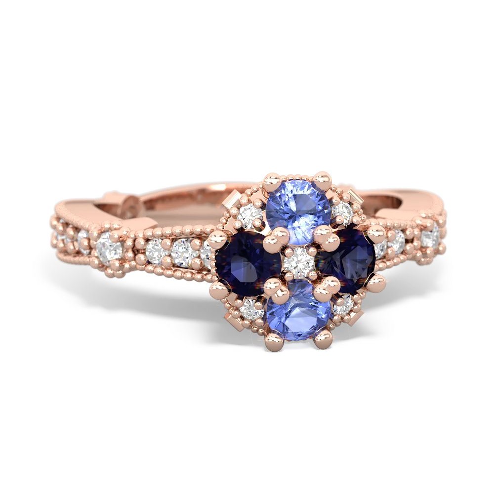 Tanzanite Sparkling Tiara Cluster 14K Rose Gold ring R26293RD