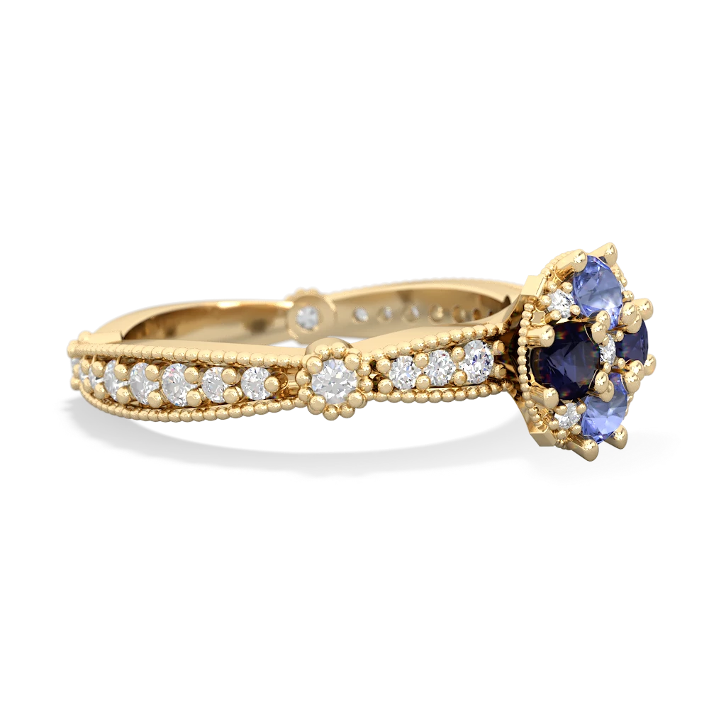 Tanzanite Sparkling Tiara Cluster 14K Yellow Gold ring R26293RD