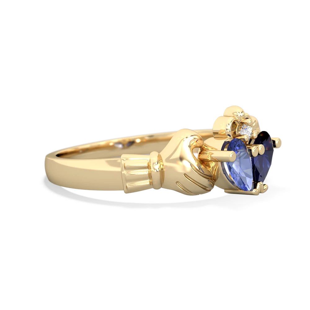 Tanzanite 'Our Heart' Claddagh 14K Yellow Gold ring R2388