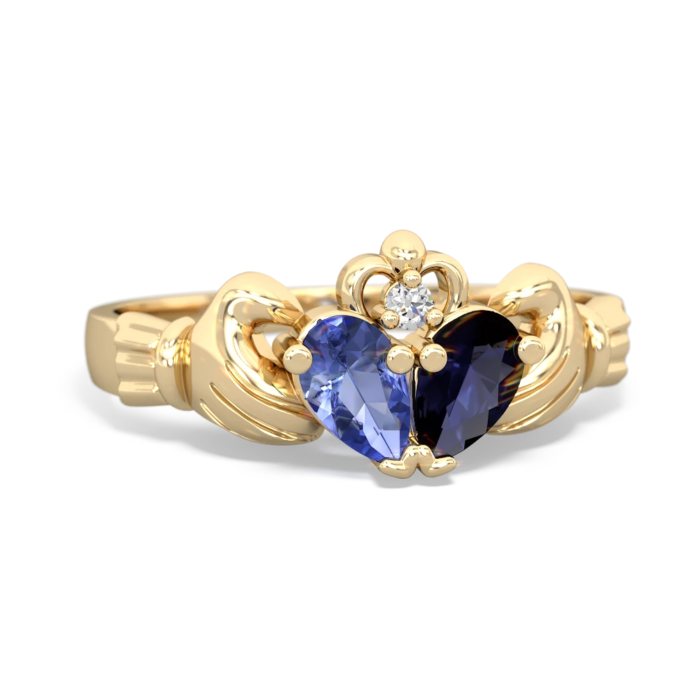 Tanzanite 'Our Heart' Claddagh 14K Yellow Gold ring R2388