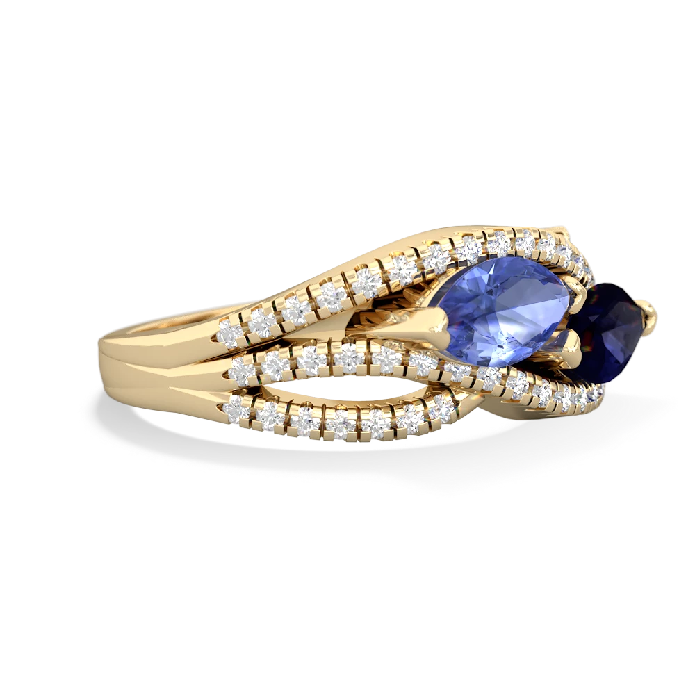 Tanzanite Diamond Rivers 14K Yellow Gold ring R3070