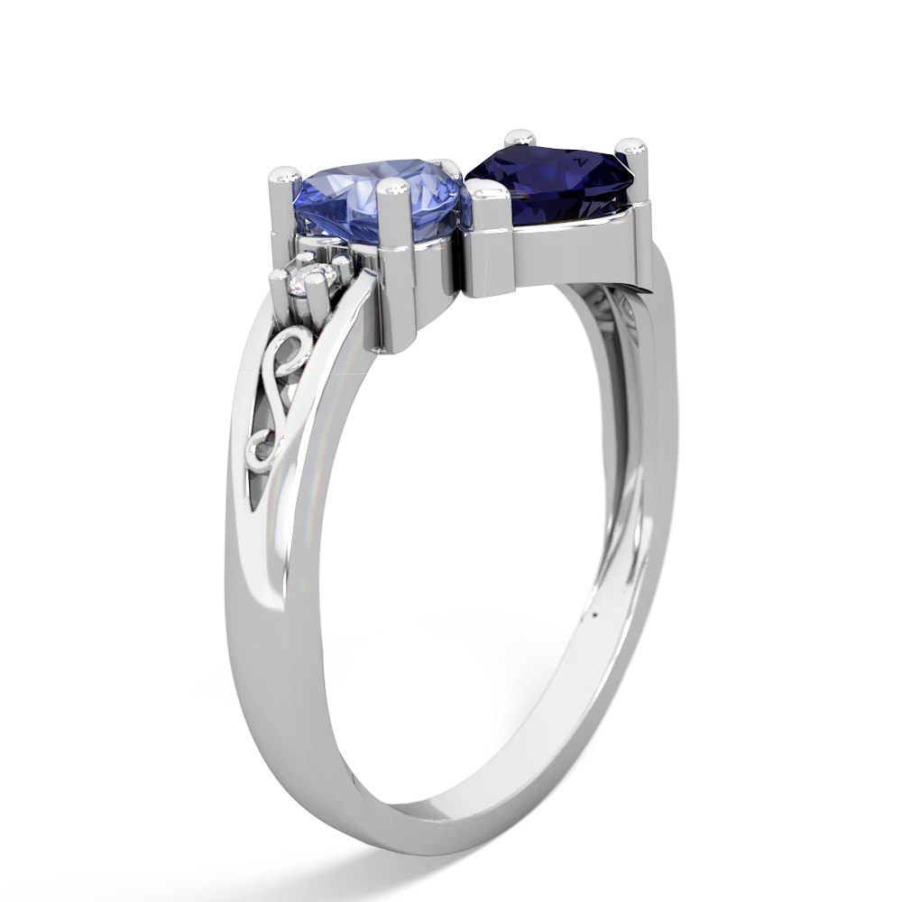 Tanzanite Snuggling Hearts 14K White Gold ring R2178