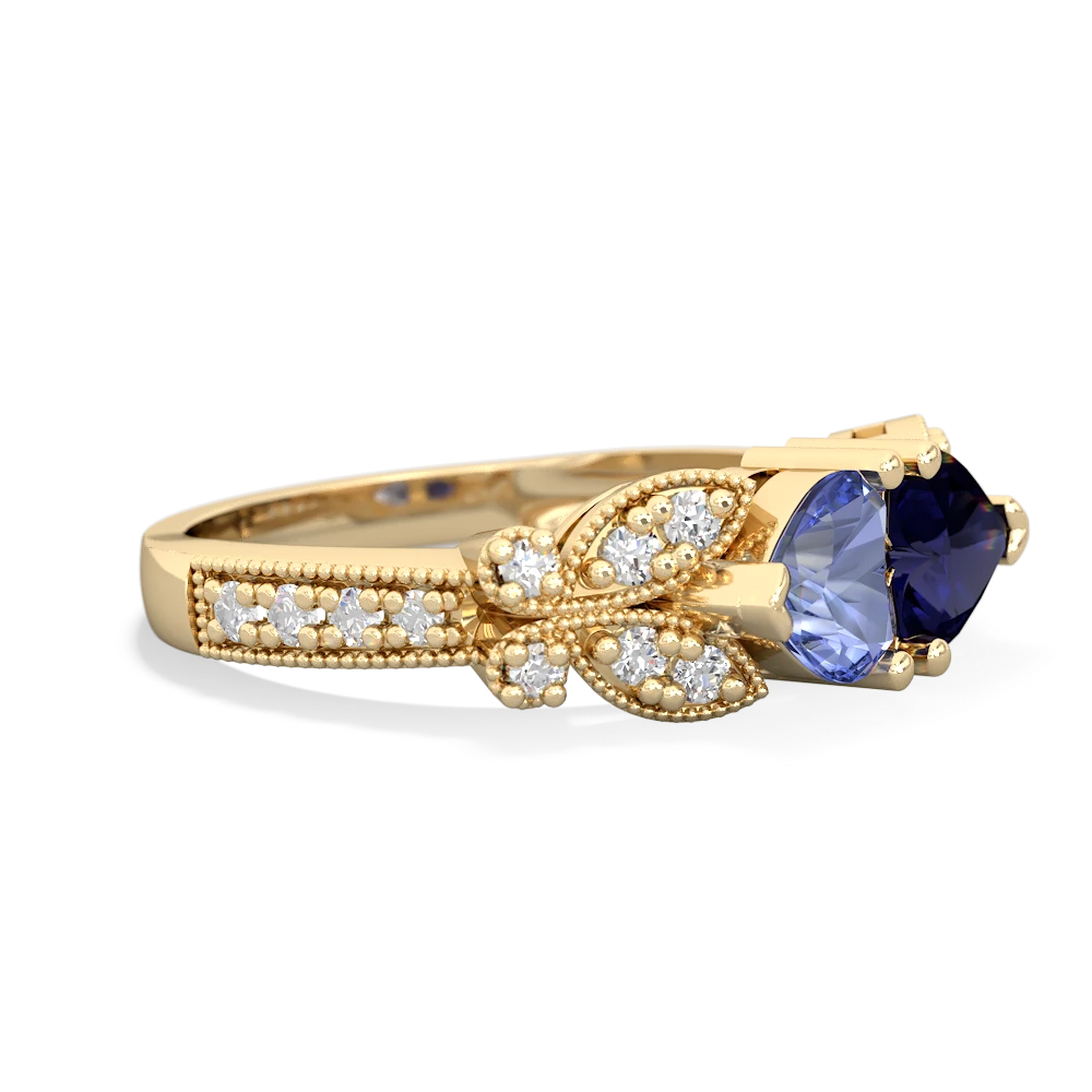 Tanzanite Diamond Butterflies 14K Yellow Gold ring R5601