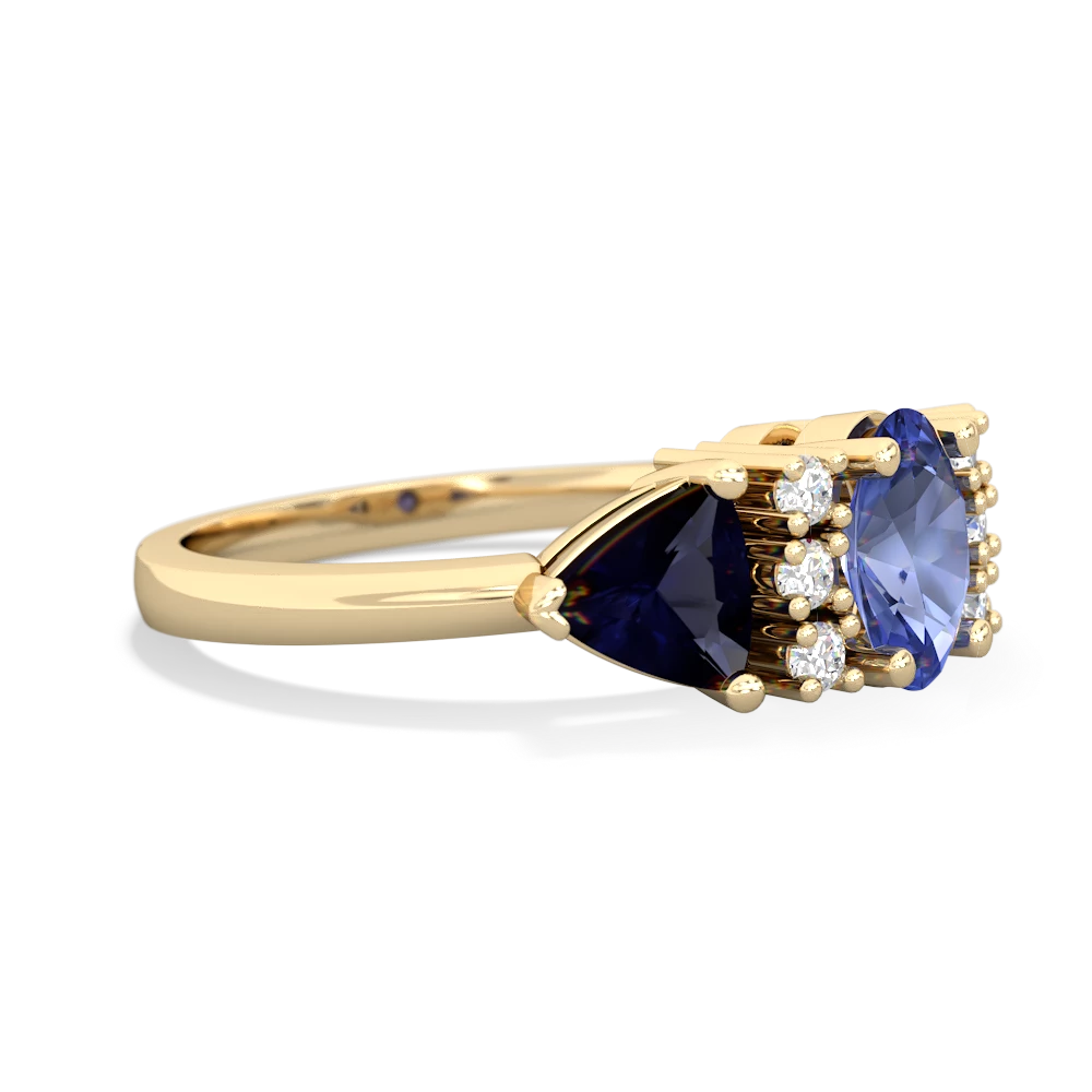 Tanzanite Antique Style Three Stone 14K Yellow Gold ring R2186