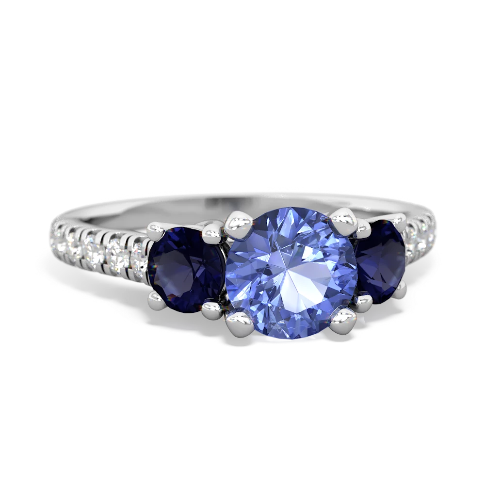 Tanzanite Pave Trellis 14K White Gold ring R5500