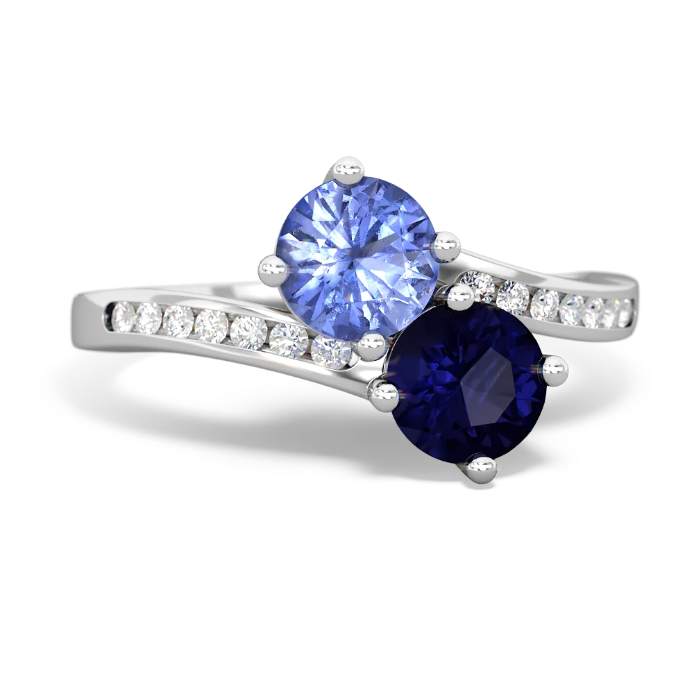 Tanzanite Channel Set Two Stone 14K White Gold ring R5303