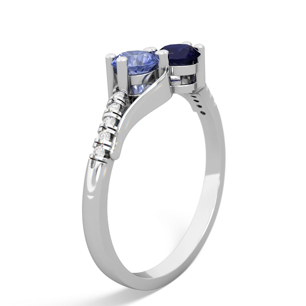 Tanzanite Infinity Pave Two Stone 14K White Gold ring R5285