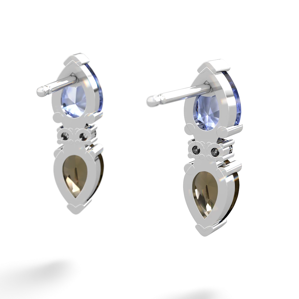 Tanzanite Bowtie Drop 14K White Gold earrings E0865