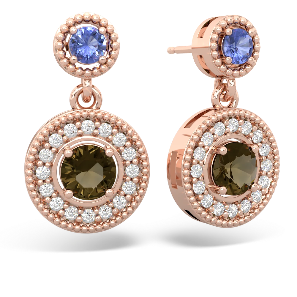 Tanzanite Halo Dangle 14K Rose Gold earrings E5319