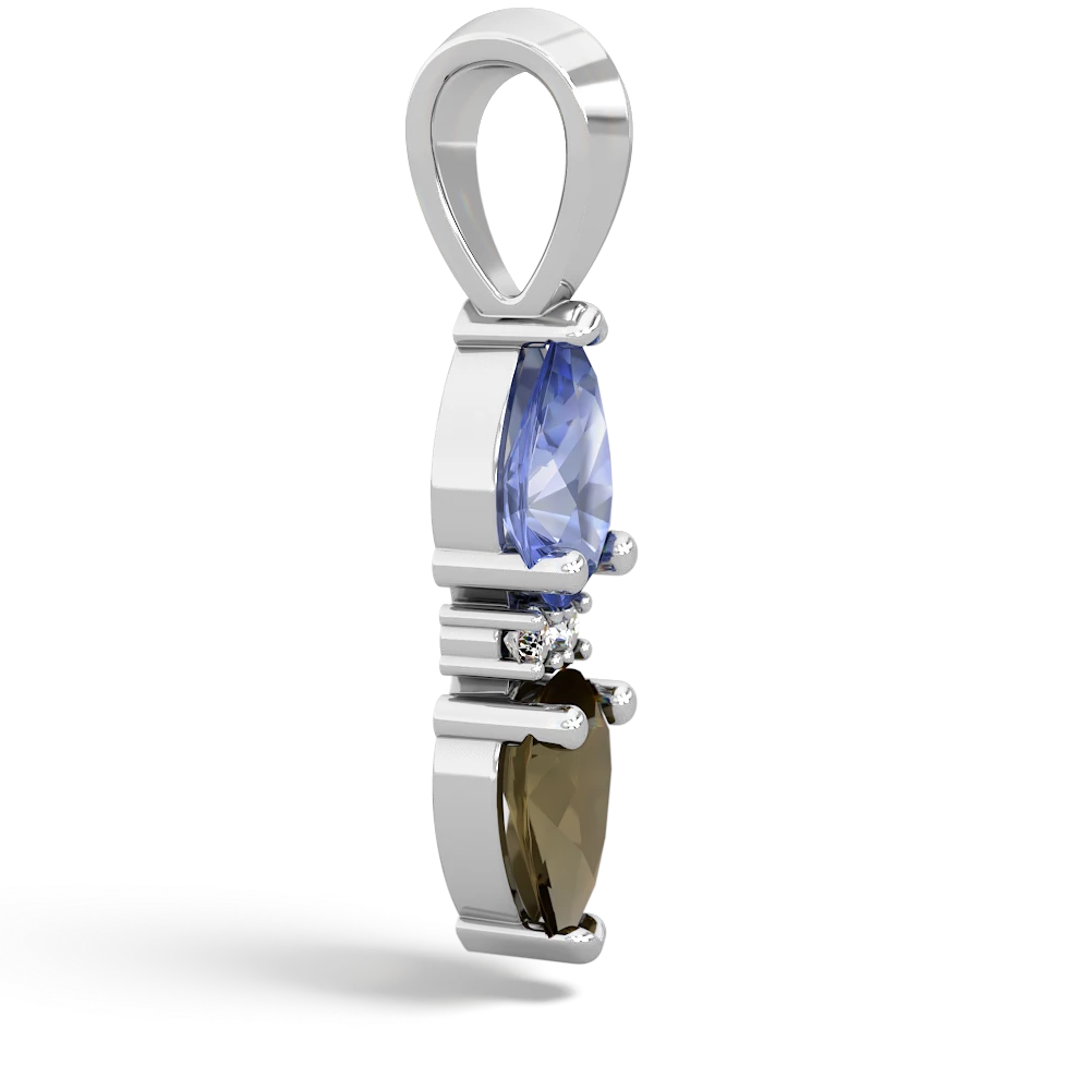 Tanzanite Bowtie Drop 14K White Gold pendant P0865