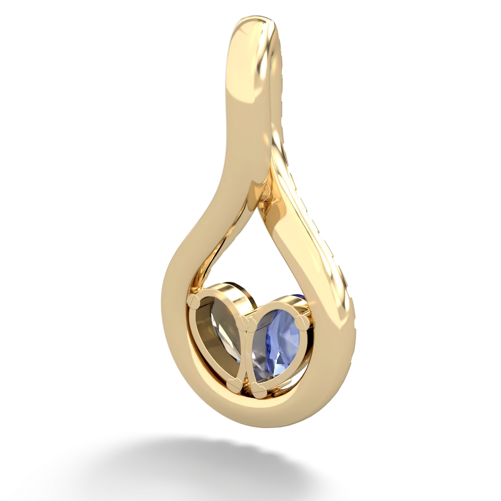 Tanzanite Pave Twist 'One Heart' 14K Yellow Gold pendant P5360