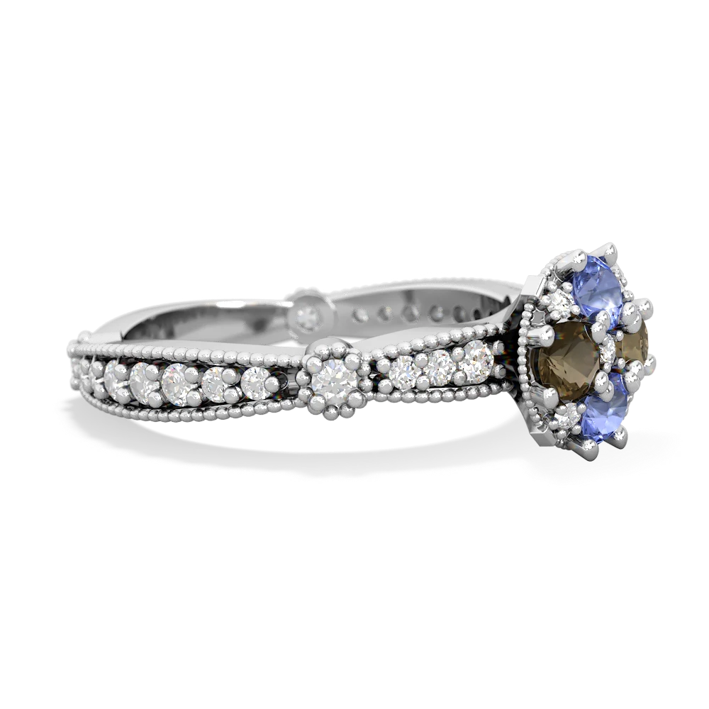 Tanzanite Sparkling Tiara Cluster 14K White Gold ring R26293RD