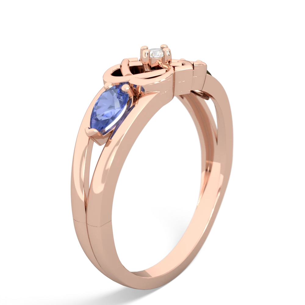 Tanzanite Hearts Intertwined 14K Rose Gold ring R5880