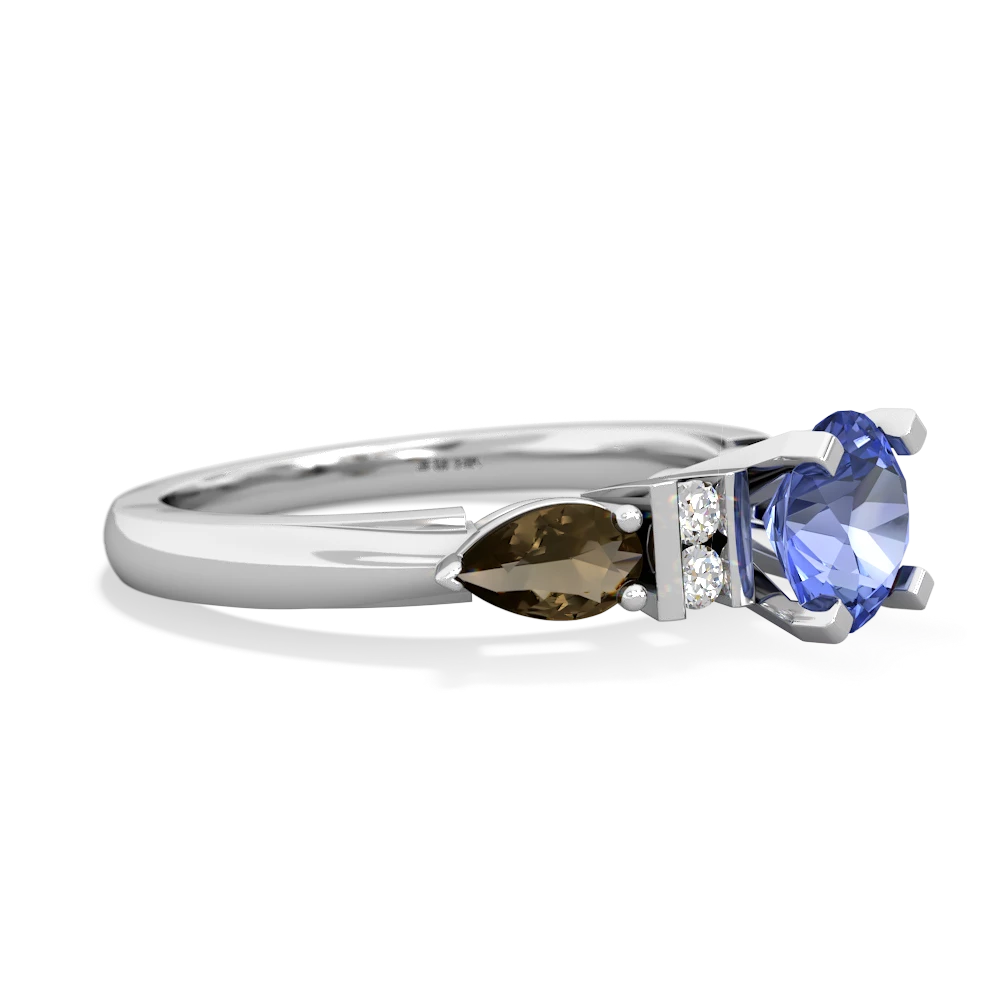 Tanzanite 6Mm Round Eternal Embrace Engagement 14K White Gold ring R2005