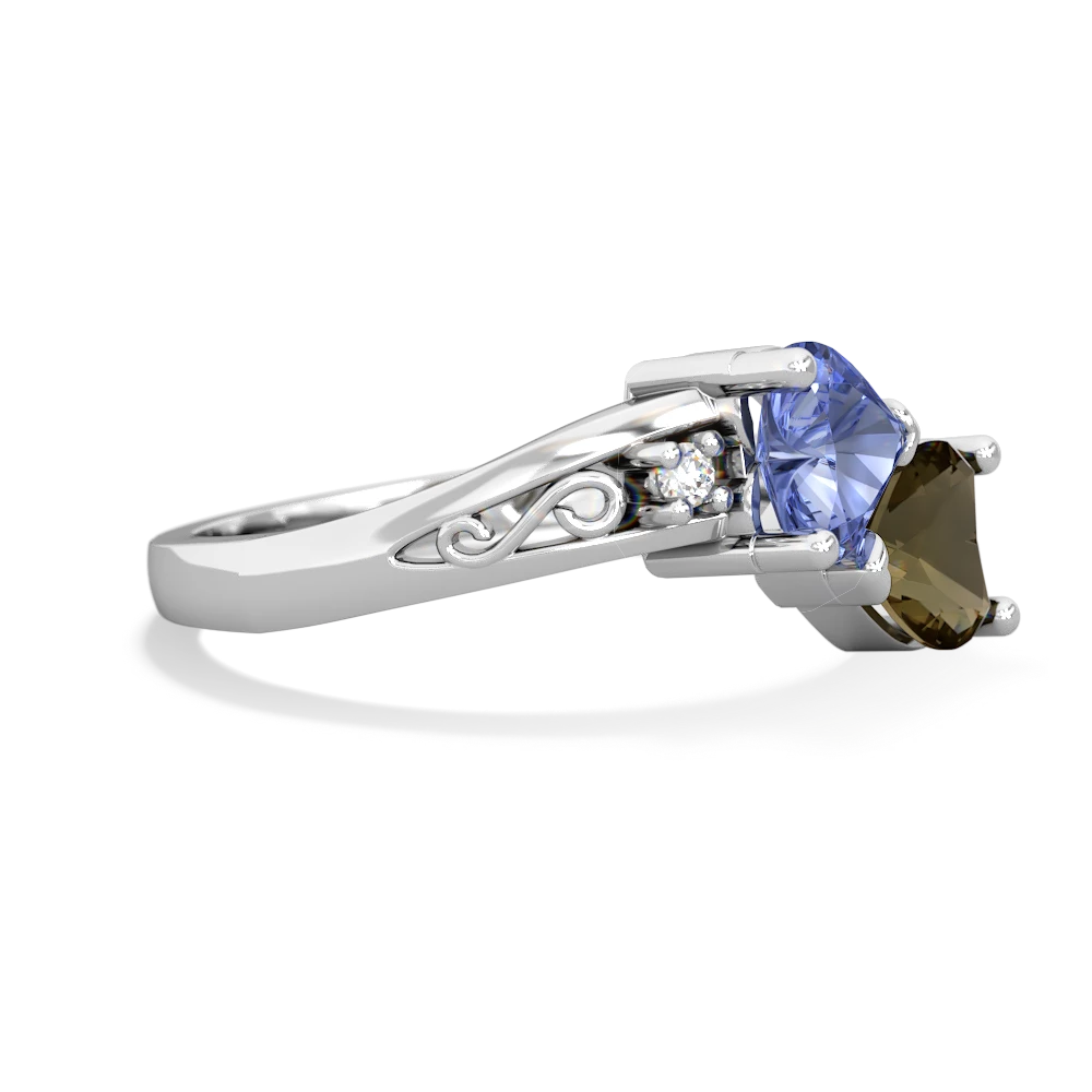 Tanzanite Snuggling Hearts 14K White Gold ring R2178