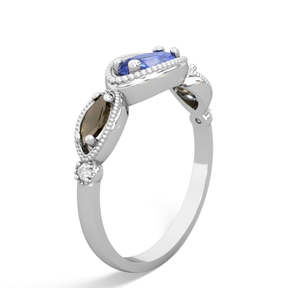 Tanzanite Milgrain Marquise 14K White Gold ring R5700