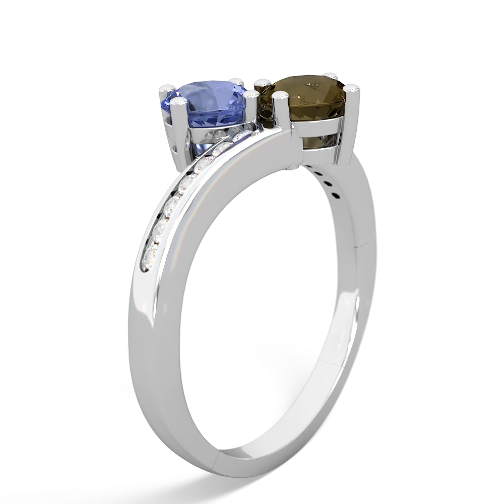 Tanzanite Channel Set Two Stone 14K White Gold ring R5303