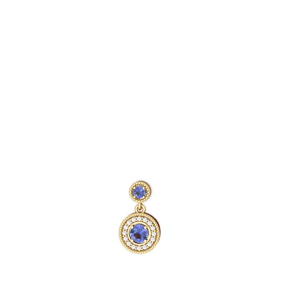 Tanzanite Halo Dangle 14K Yellow Gold earrings E5319