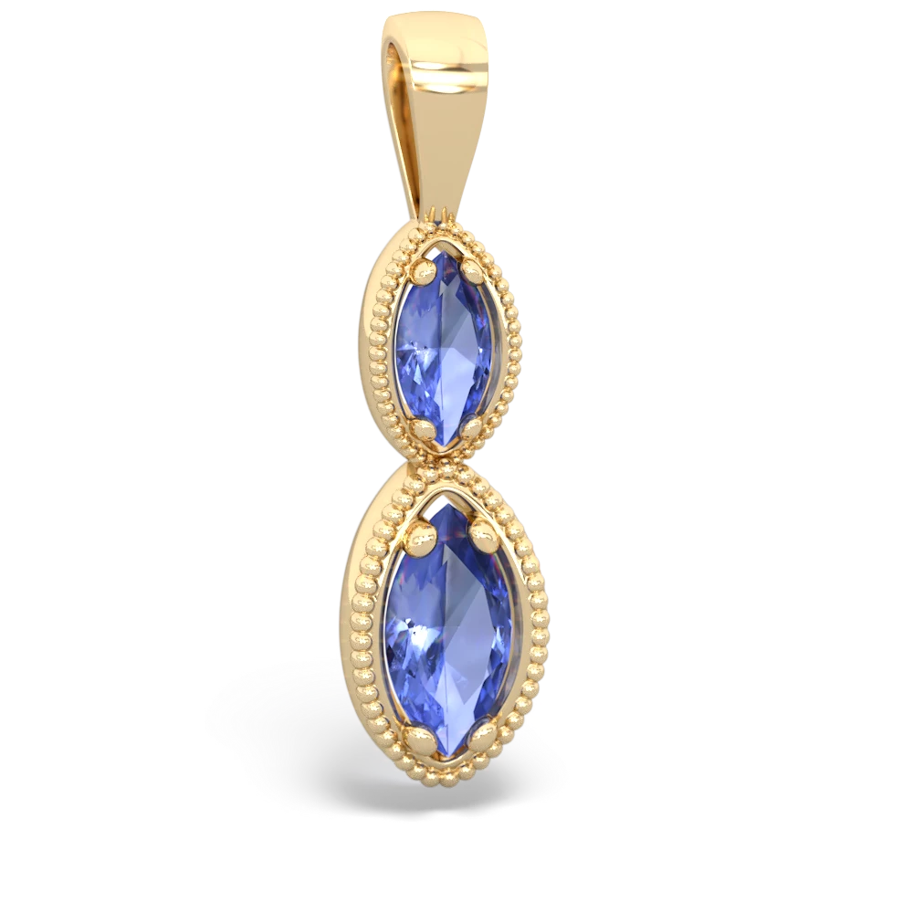 Tanzanite Antique-Style Halo 14K Yellow Gold pendant P5700