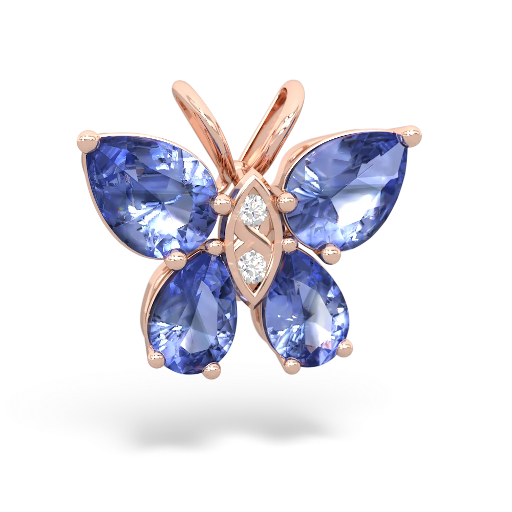 Tanzanite Butterfly 14K Rose Gold pendant P2215