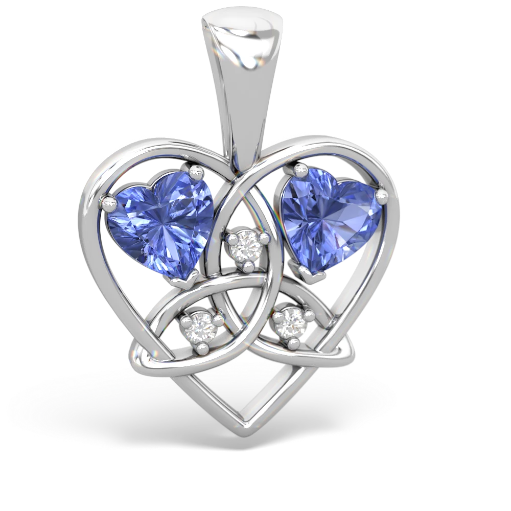 Tanzanite Celtic Trinity Heart 14K White Gold pendant P5331