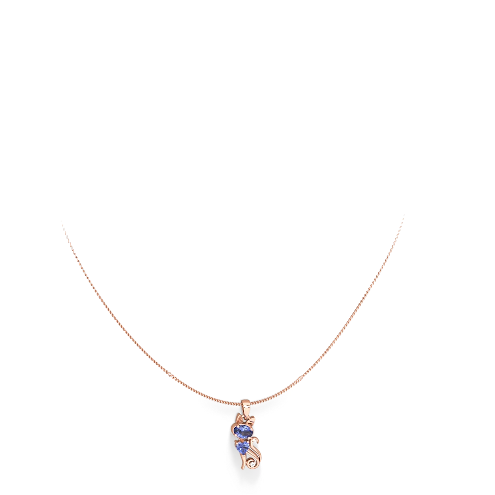 Tanzanite Kitten 14K Rose Gold pendant P5780