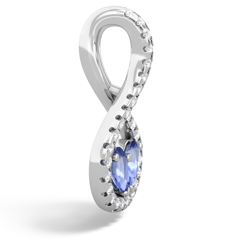 Tanzanite Pave Twist 'One Heart' 14K White Gold pendant P5360