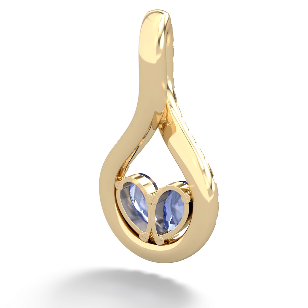 Tanzanite Pave Twist 'One Heart' 14K Yellow Gold pendant P5360