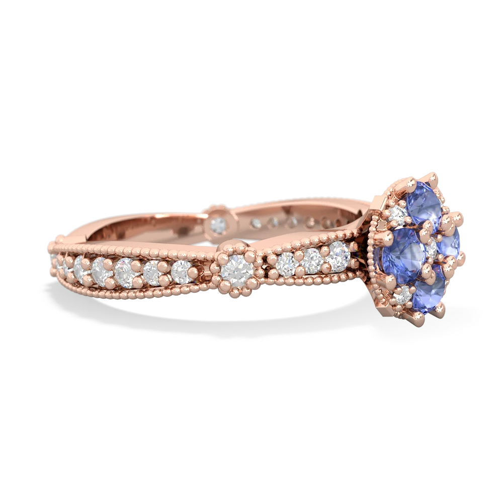 Tanzanite Sparkling Tiara Cluster 14K Rose Gold ring R26293RD