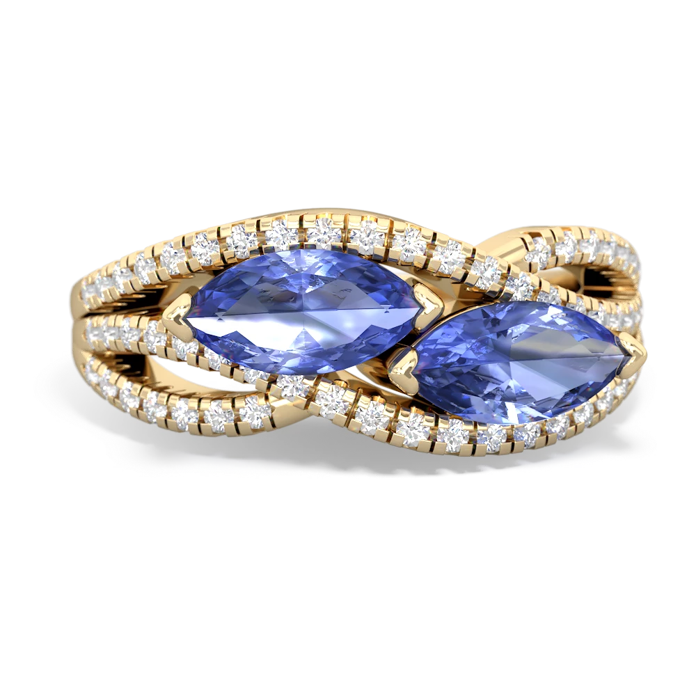 Tanzanite Diamond Rivers 14K Yellow Gold ring R3070