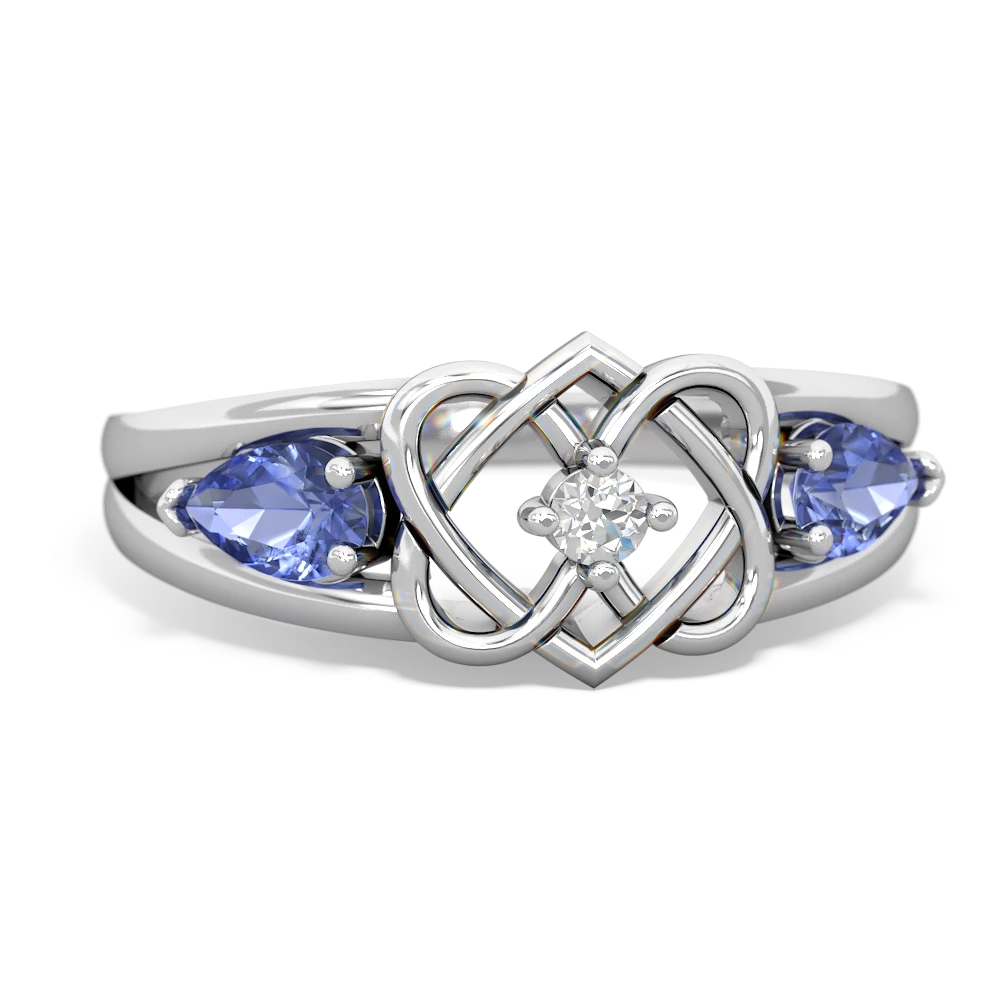 Tanzanite Hearts Intertwined 14K White Gold ring R5880