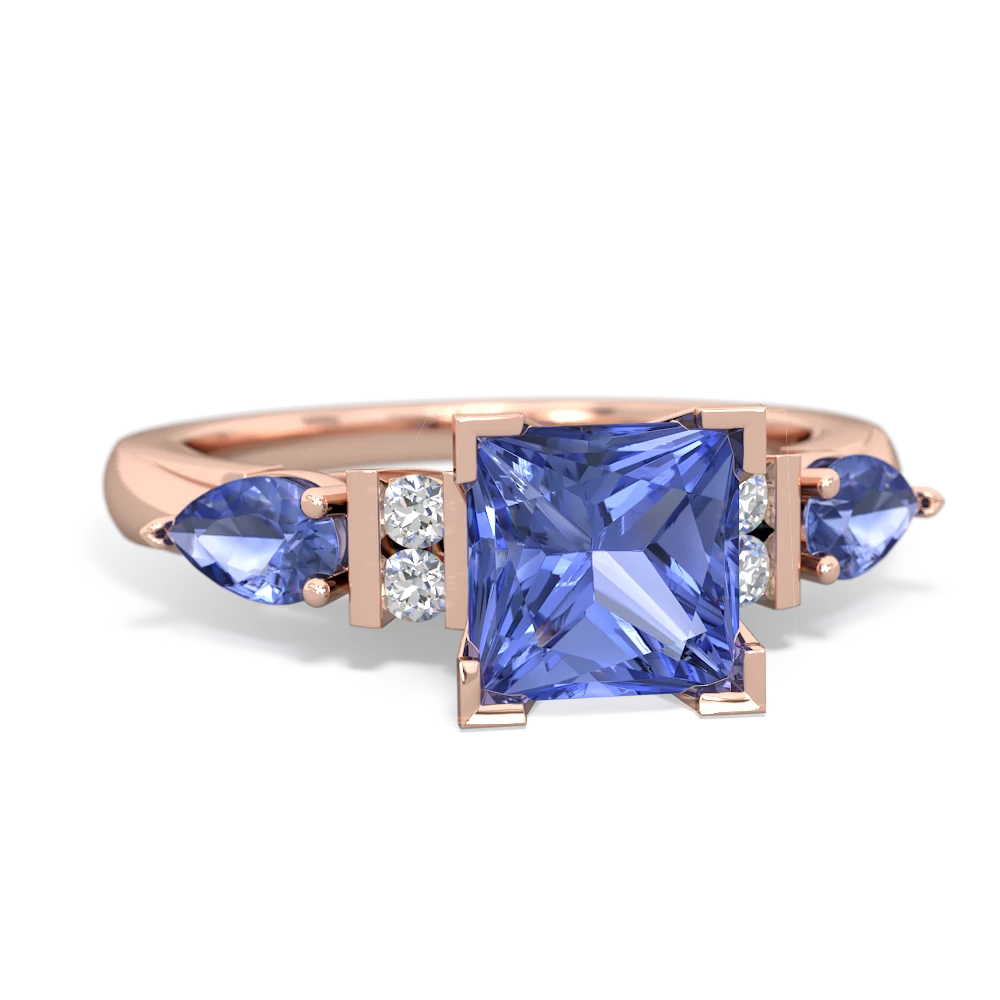 Lab Sapphire 6Mm Princess Eternal Embrace Engagement 14K Rose Gold ring C2002