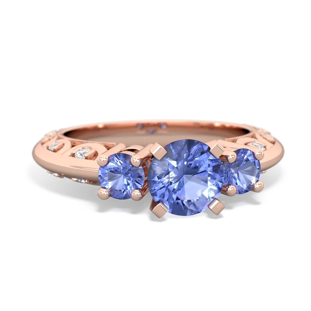 Tanzanite Art Deco Eternal Embrace Engagement 14K Rose Gold ring C2003