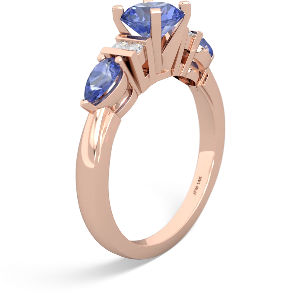 Lab Sapphire 6Mm Round Eternal Embrace Engagement 14K Rose Gold ring R2005